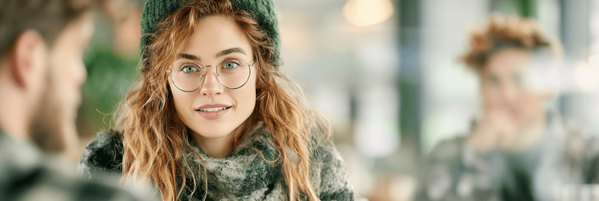 A young woman listens with genuine curiosity during a café conversation, illustrating the unexpected question that challenged an everyday assumption.